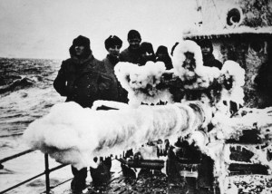 Allied warship in Artic waters during WWII giving some idea of the conditions