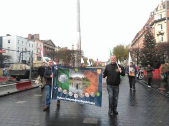 Duleek Independent Republicans in O'Connell Street with their new banner (photo: T..Conlon)
